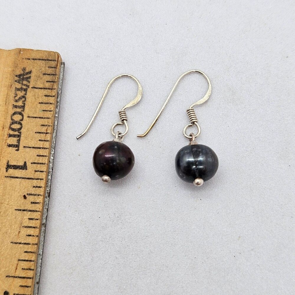 Sterling Silver Pearl Dangle Earrings 925